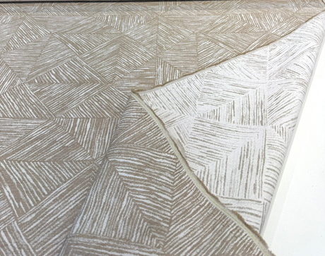 Sunbrella Etch Camel Solution Dyed Acrylic Fabric - Camel And Off White Geometric, 54" Width (By The Yard)
