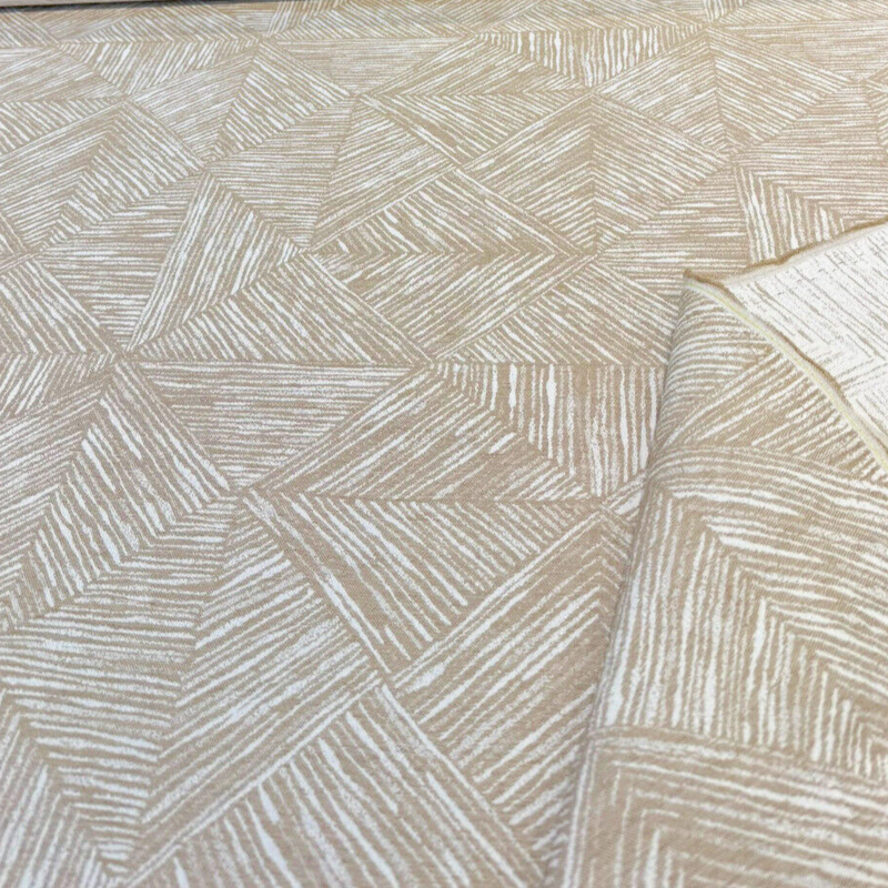 Sunbrella Etch Camel Solution Dyed Acrylic Fabric - Camel And Off White Geometric, 54" Width (By The Yard)