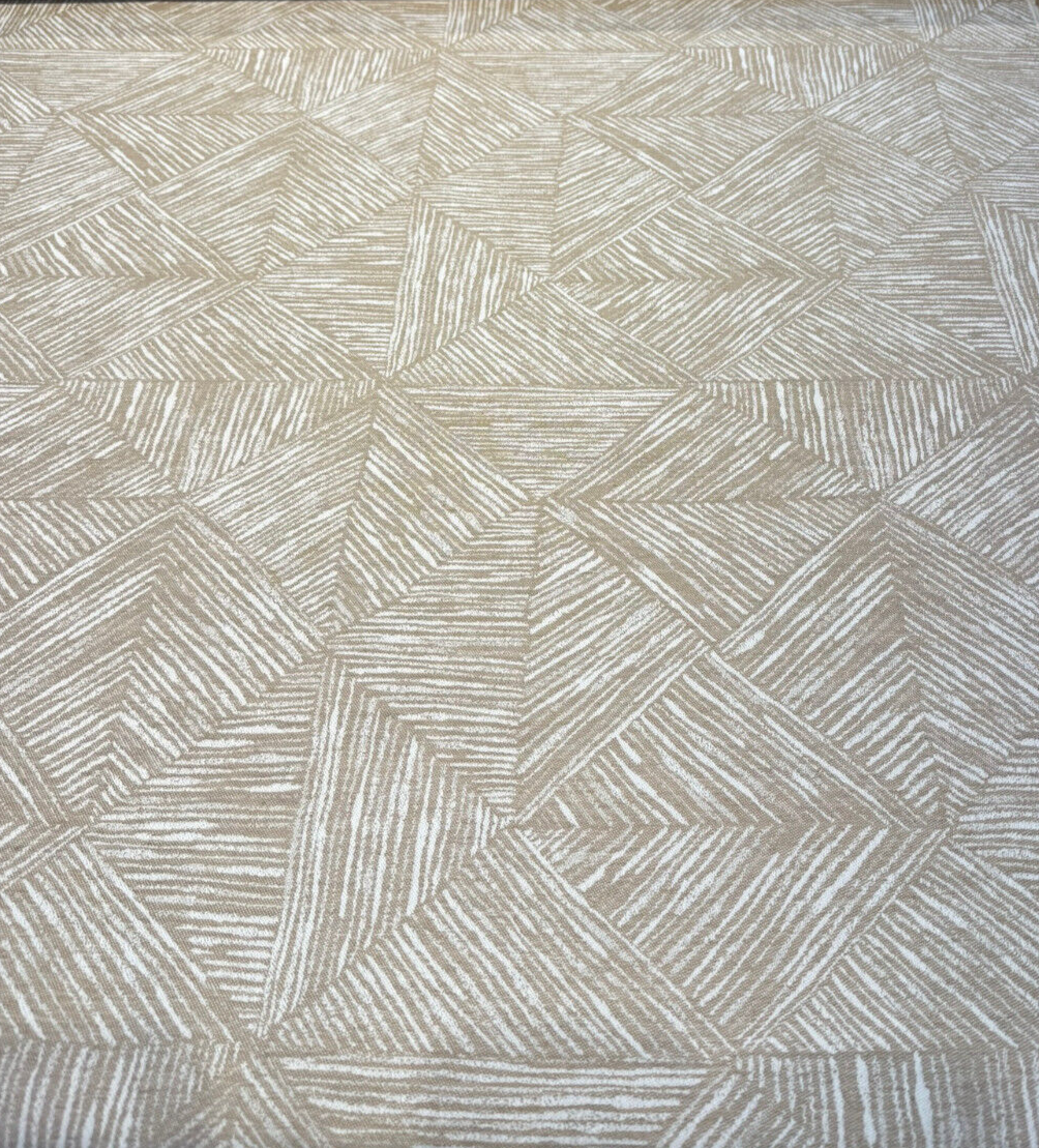 Sunbrella Etch Camel Solution Dyed Acrylic Fabric - Camel And Off White Geometric, 54" Width (By The Yard)