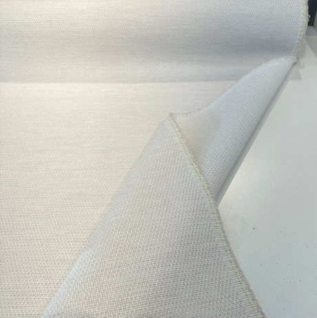 Sunbrella Tailored Snow Ivory Chenille Fabric - Ivory Basketweave Texture, 54" Width (1 Yard)