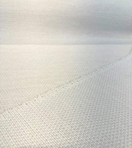 Sunbrella Tailored Snow Ivory Chenille Fabric - Ivory Basketweave Texture, 54" Width (1 Yard)
