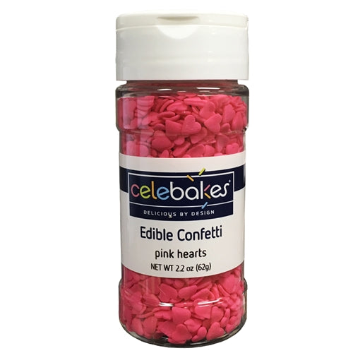 Pink Hearts Edible Confetti - 2.2 Ounces