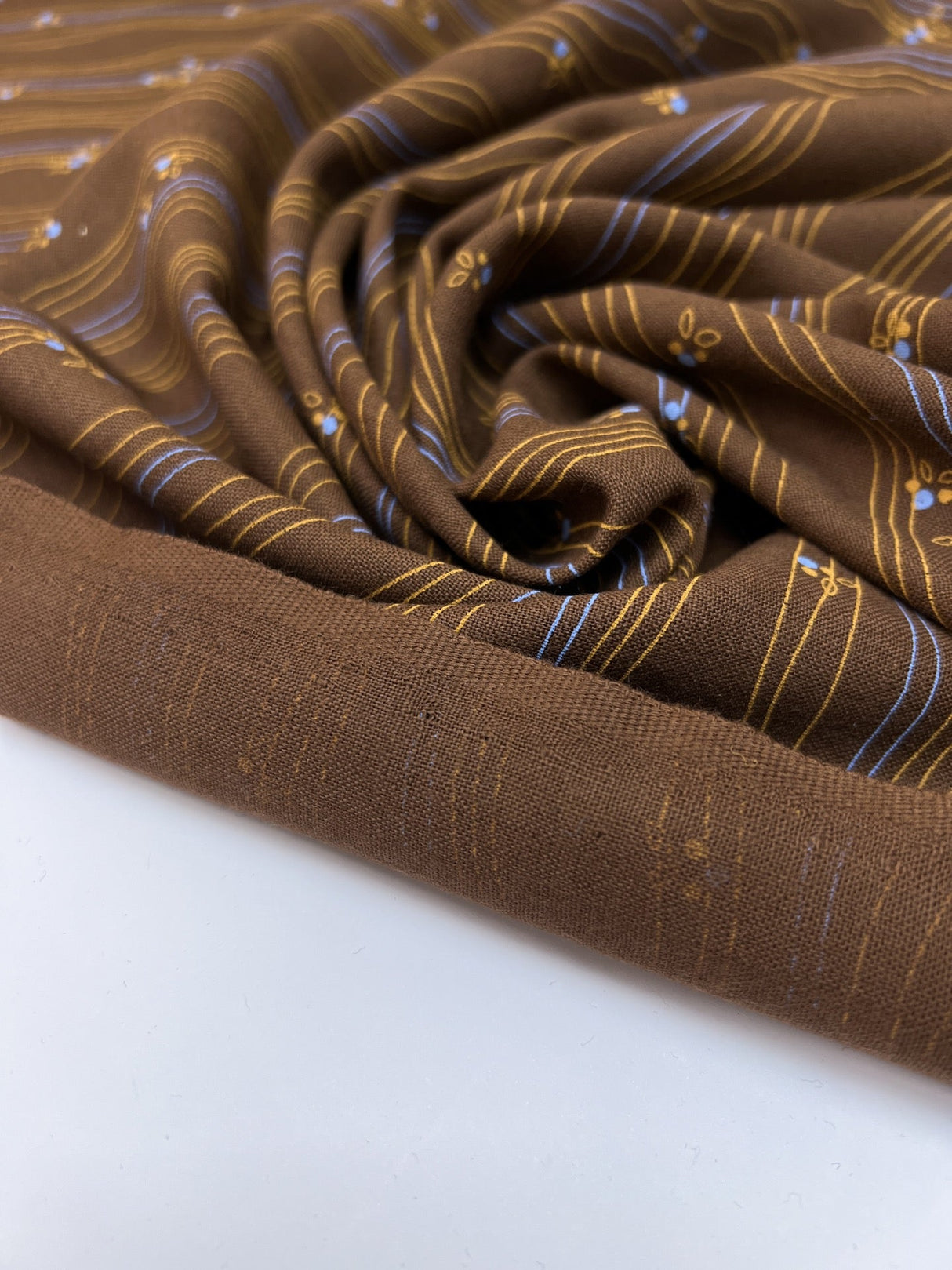 Italian Brown Striped Wool Fabric
