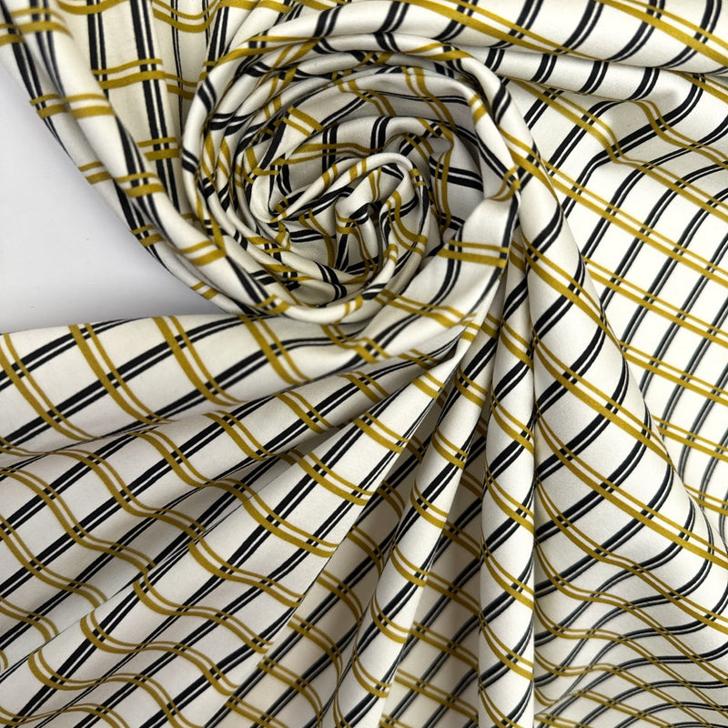Viscose Sateen Checked White Multicolour