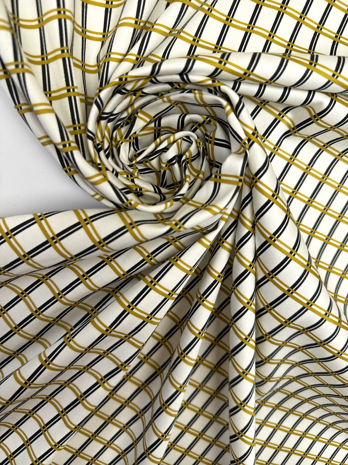 Viscose Sateen Checked White Multicolour