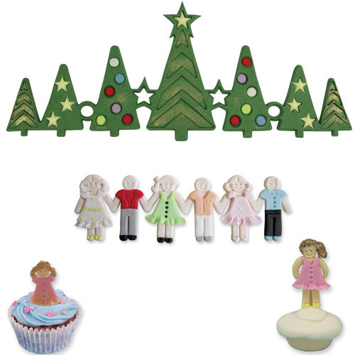 JEM Christmas Tree & Kids Frieze, Set of 2 Plastic Gumpaste Cutters