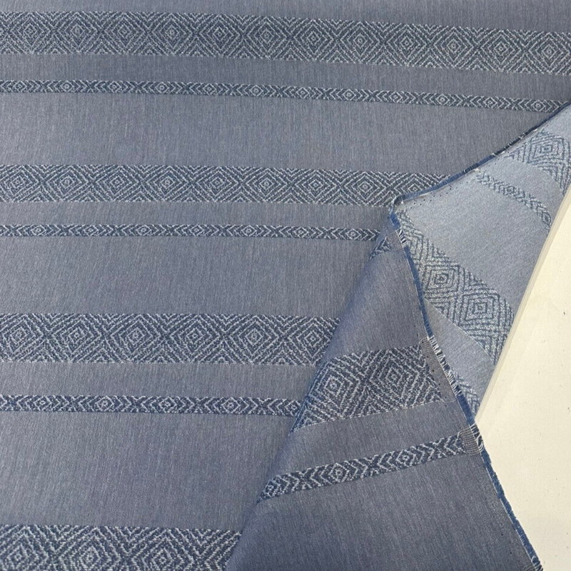Sunbrella Sash Acrylic Fabric - Denim Blue Woven Geometric Pattern, 54" Width (1 Yard)