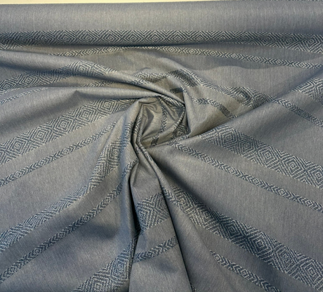 Sunbrella Sash Acrylic Fabric - Denim Blue Woven Geometric Pattern, 54" Width (1 Yard)