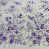 Beaded 3D Floral Lace Fabric 52" Wide
