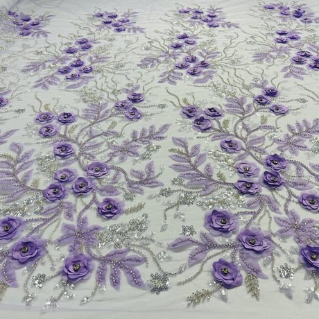Beaded 3D Floral Lace Fabric 52" Wide