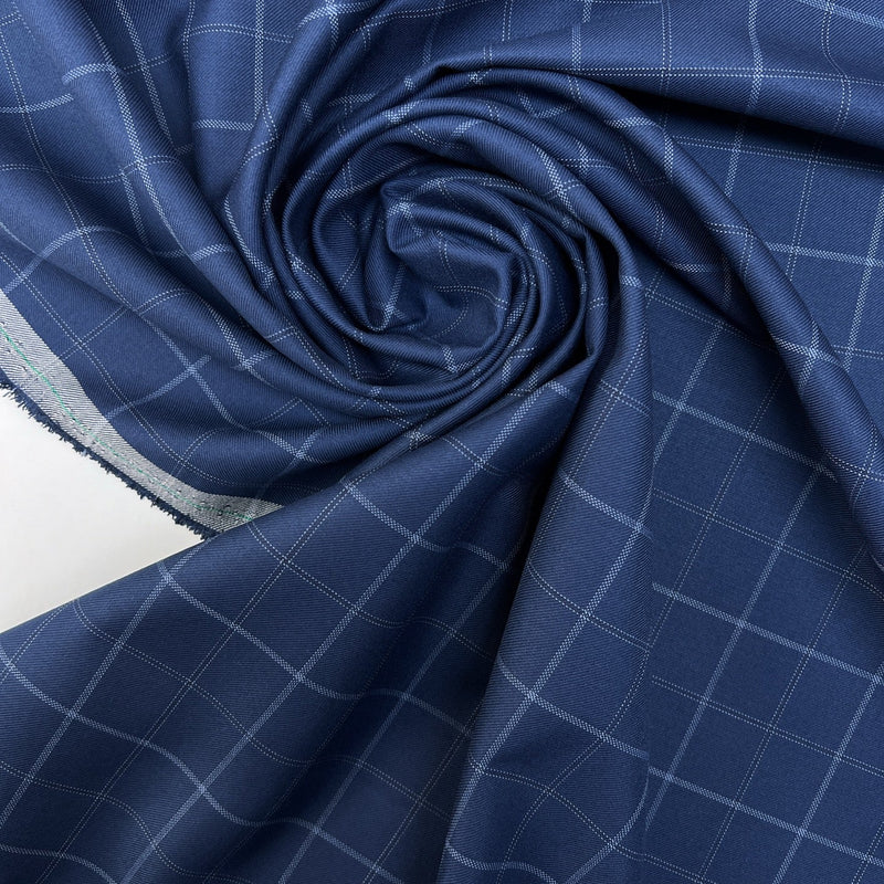 Italian Checked Twill Suit Fabric
