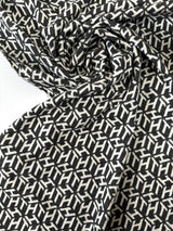Stretch Knitted Polyester Viscose Blend White Gray