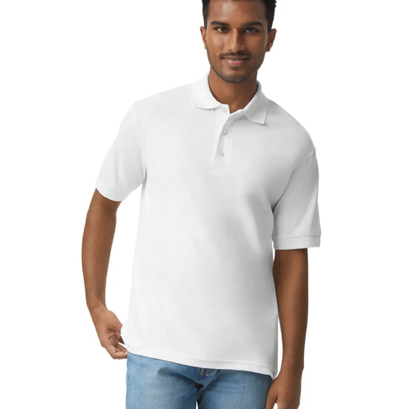 Gildan 8800 Polo Cotton Poly Fabric - White, Moisture-Wicking, Classic Fit (1 Piece)