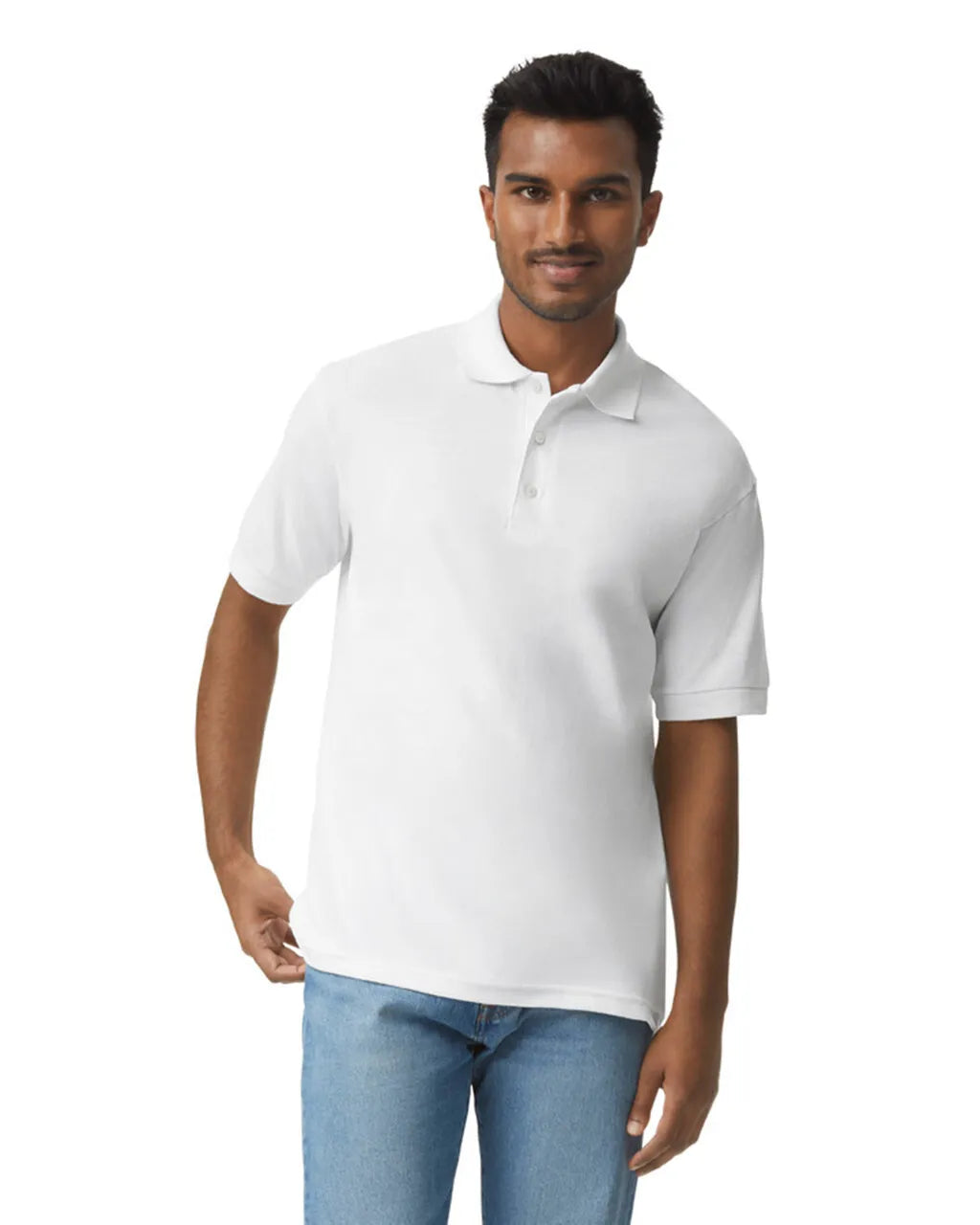 Gildan 8800 Polo Cotton Poly Fabric - White, Moisture-Wicking, Classic Fit (1 Piece)