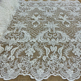 Beaded Corded Bridal Lace Fabric Dark Ivory 53" Wide