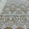 Beaded Corded Bridal Lace Fabric Dark Ivory 53" Wide