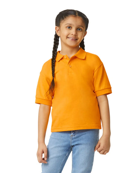 Gildan 8800B Youth Polo Cotton Poly Fabric - Gold, Moisture-Wicking, Classic Fit (1 Unit)