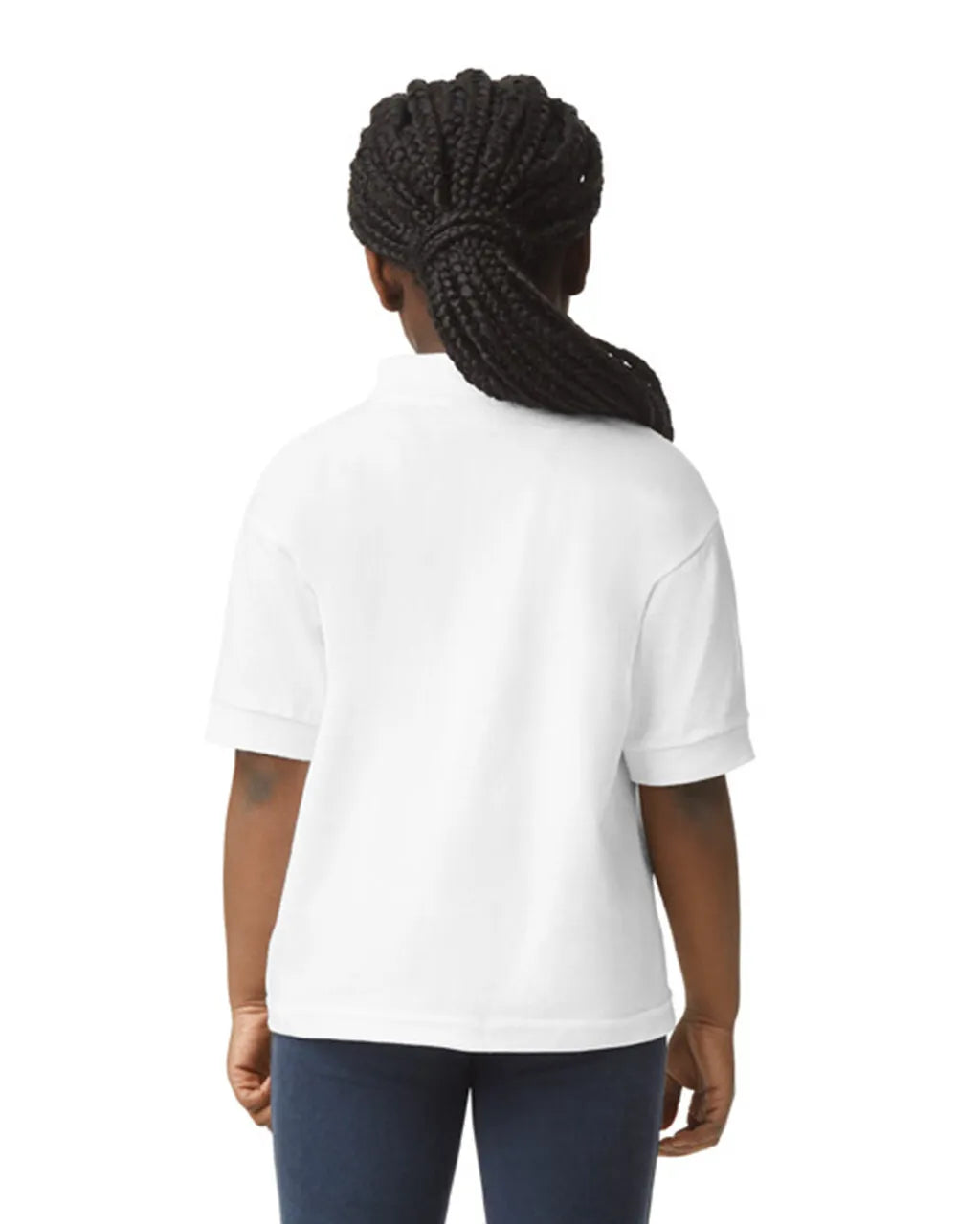 Gildan 8800B Youth Polo Cotton Poly Fabric - White, Moisture Wicking, Classic Fit (1 Piece)