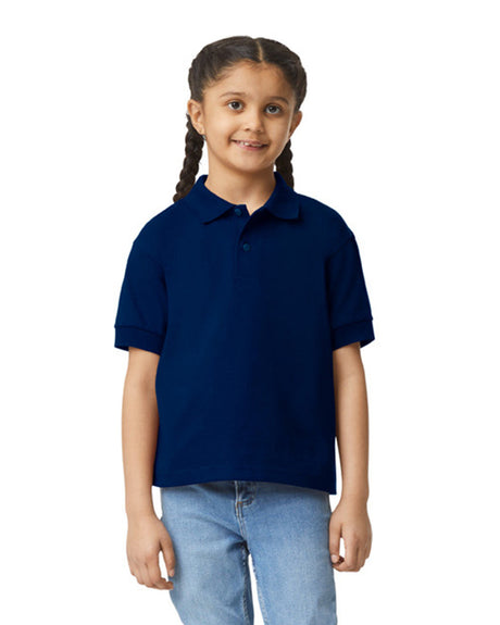Gildan 8800B Youth Polo Cotton Poly Fabric - Navy, Classic Fit, Moisture-Wicking (1 Piece)