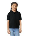 Gildan 8800B Youth Polo Fabric - Black, Moisture-Wicking DryBlend, Classic Fit (4 Pack)