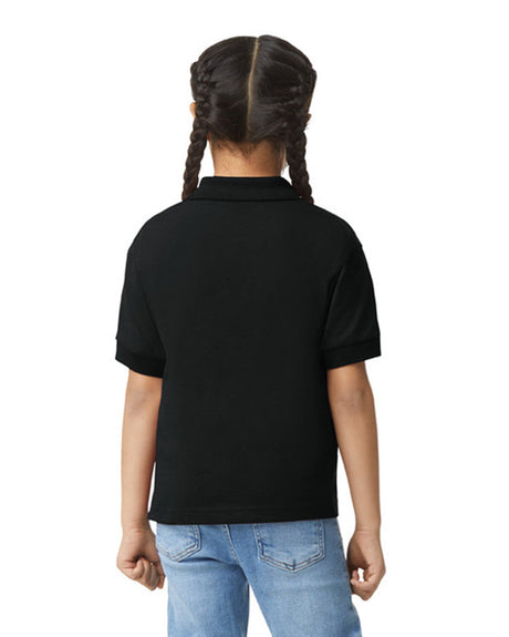 Gildan 8800B Youth Polo Fabric - Black, Moisture-Wicking DryBlend, Classic Fit (4 Pack)