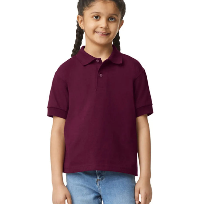 Gildan 8800B Youth Polo Cotton Poly Fabric - Maroon, Moisture Wicking, Classic Fit (1 Piece)