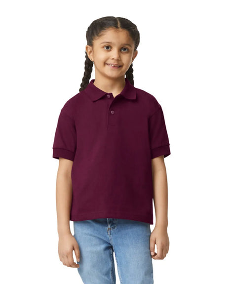Gildan 8800B Youth Polo Cotton Poly Fabric - Maroon, Moisture Wicking, Classic Fit (1 Piece)