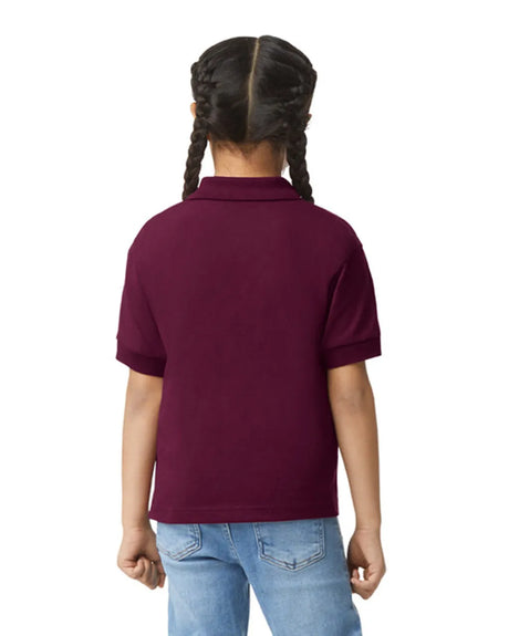 Gildan 8800B Youth Polo Cotton Poly Fabric - Maroon, Moisture Wicking, Classic Fit (1 Piece)