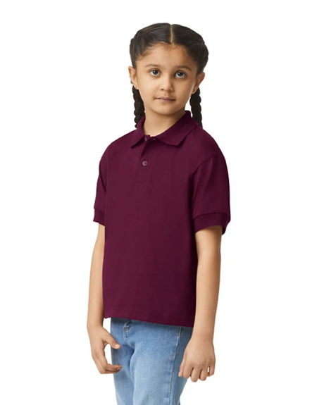Gildan 8800B Youth Polo Cotton Poly Fabric - Maroon, Moisture Wicking, Classic Fit (1 Piece)
