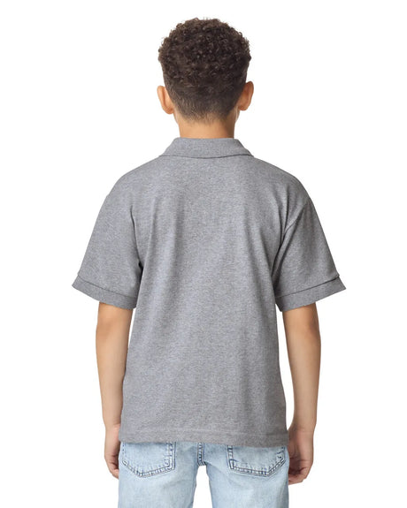Gildan 8800B Youth Polo Shirt - Sport Grey, Moisture-Wicking, Classic Fit (1 Piece)