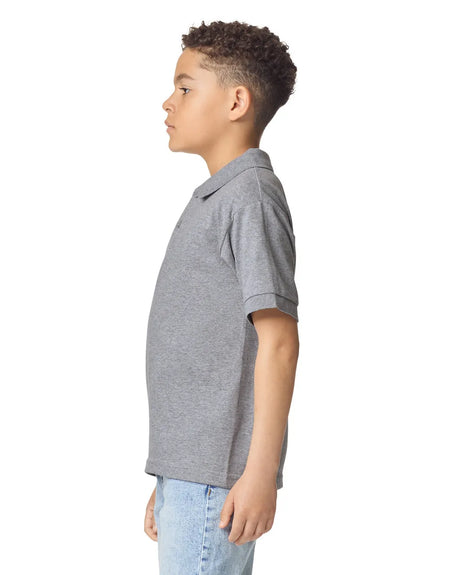 Gildan 8800B Youth Polo Shirt - Sport Grey, Moisture-Wicking, Classic Fit (1 Piece)