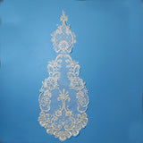 Beaded Lace Medallion Applique White 20" x 7.5"