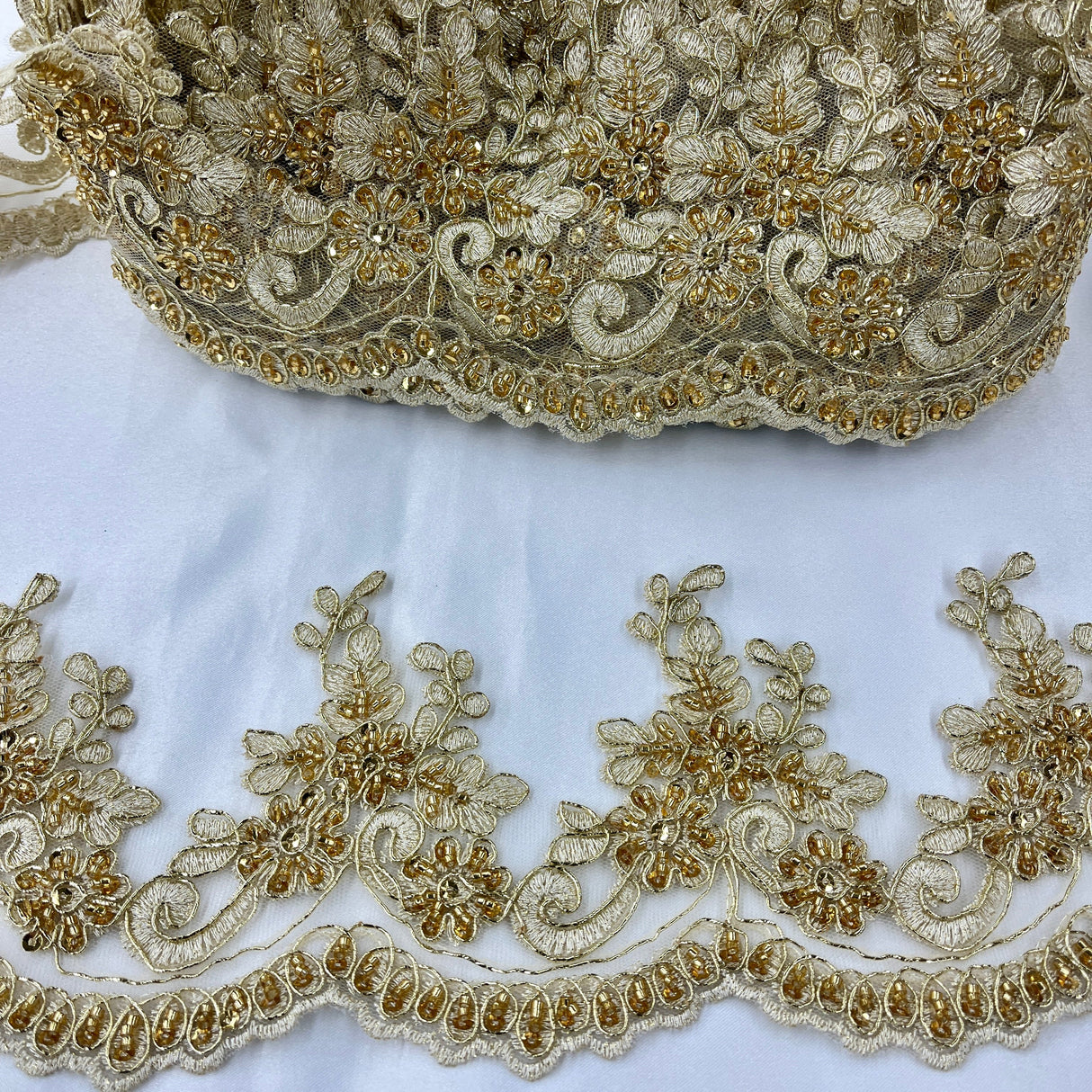 Beaded Corded Lace Trim