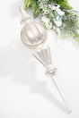 16" Pearl with Rhinestones Glass Finial Ornament