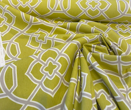 Richloom Green Trellis Cotton Fabric - Chartreuse Green Trellis, 54" Width (1 Yard)