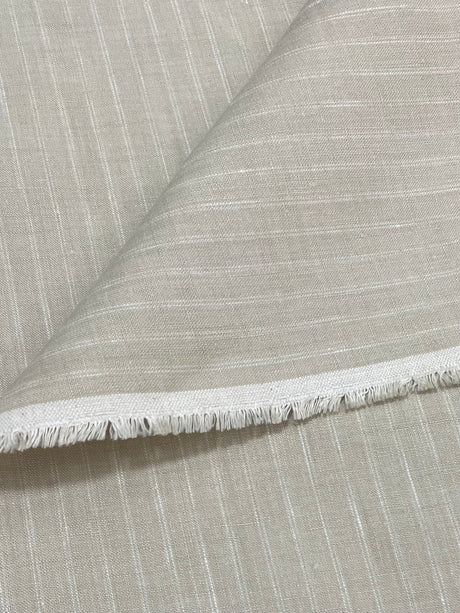 Pure Linen Yarn-Dyed Stripe Fabric Natural Ivory