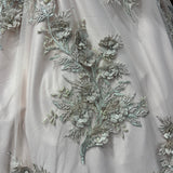 Beaded 3D Floral Lace Fabric Lt. Blush with Silver 54"