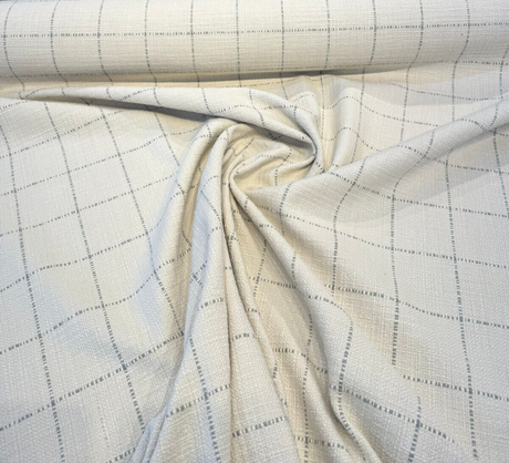 Highlander Window Pewter Gray Cotton Fabric - Pewter Gray Windowpane Plaid, 54" Width (By The Yard)