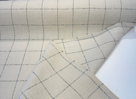 Highlander Window Pewter Gray Cotton Fabric - Pewter Gray Windowpane Plaid, 54" Width (By The Yard)