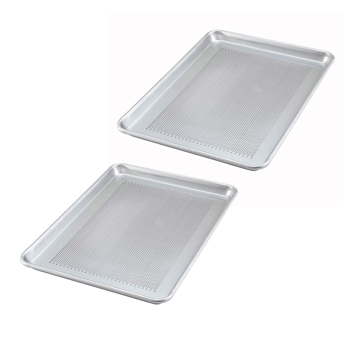 18" L x 13" W Half Size Perforated Sheet Pan 18 Gauge Aluminum Closed Bead Edge