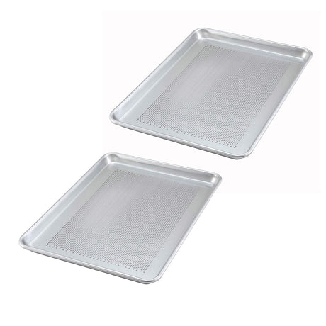 18" L x 13" W Half Size Perforated Sheet Pan 18 Gauge Aluminum Closed Bead Edge