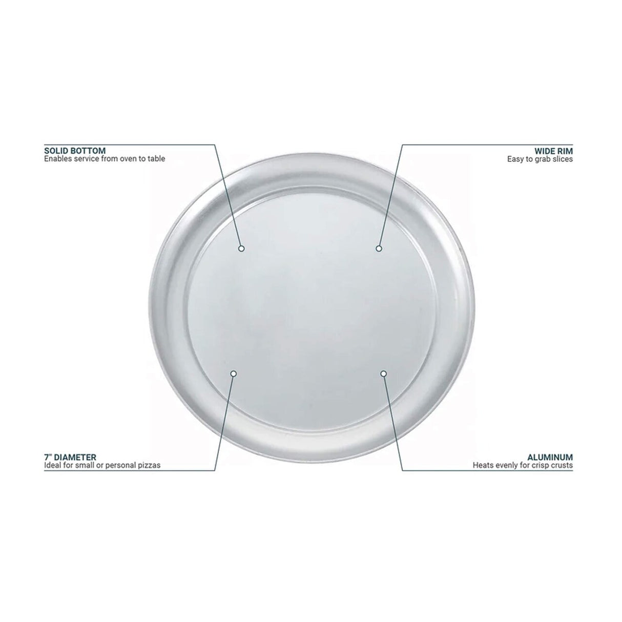 Wide Rim Aluminum Pizza Pan Round 7 Inch