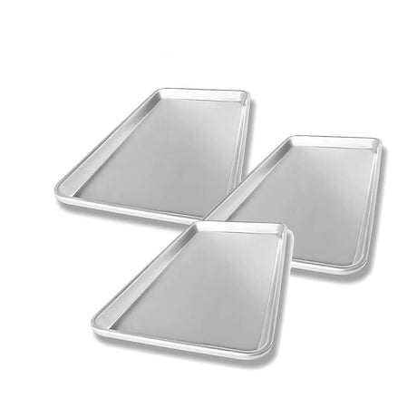 17.75" L x 9.31" W x 1" H Third Size Sheet Pan 16 Gauge Aluminum Chicago Metallic