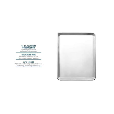 18" x 26" Full Size Sheet Pan 16 Gauge Aluminum Galvanized Wire Rim