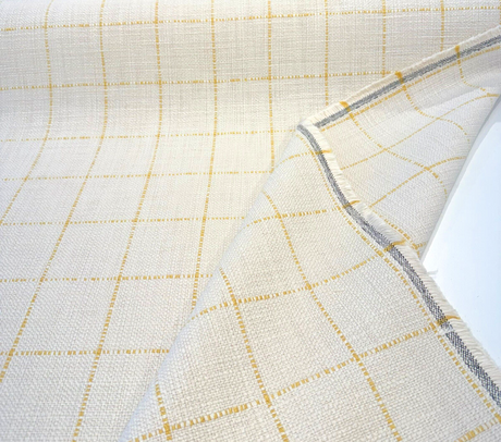 Highlander Window Golden Rod Cotton Upholstery Fabric - Golden Rod Windowpane Plaid, 54" Width (1 Yard)