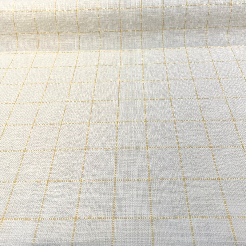 Highlander Window Golden Rod Cotton Upholstery Fabric - Golden Rod Windowpane Plaid, 54" Width (1 Yard)