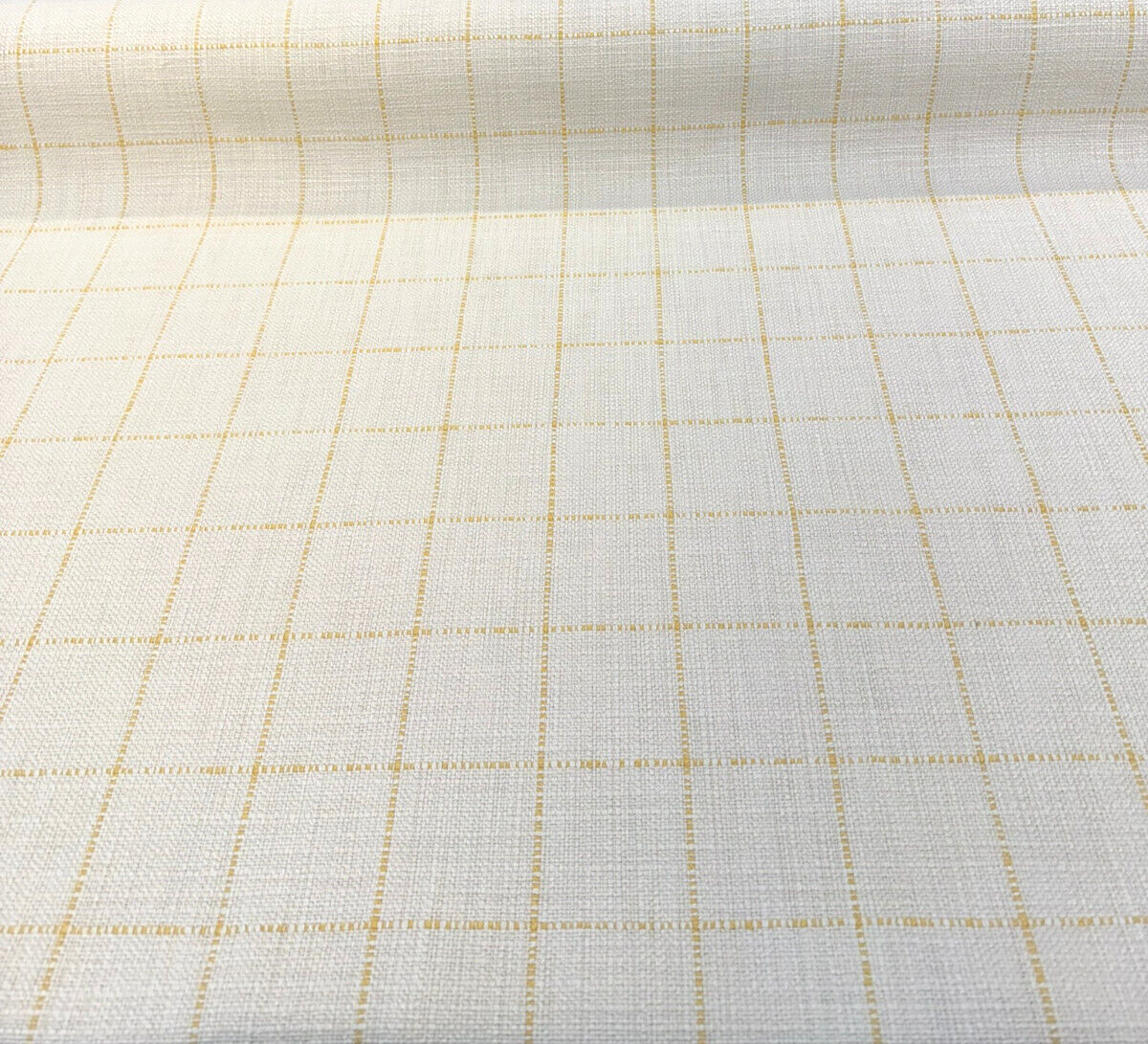 Highlander Window Golden Rod Cotton Upholstery Fabric - Golden Rod Windowpane Plaid, 54" Width (1 Yard)