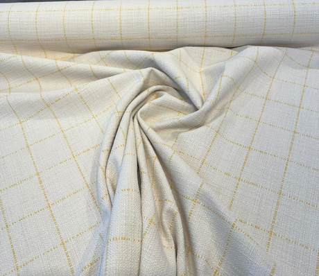 Highlander Window Golden Rod Cotton Upholstery Fabric - Golden Rod Windowpane Plaid, 54" Width (1 Yard)