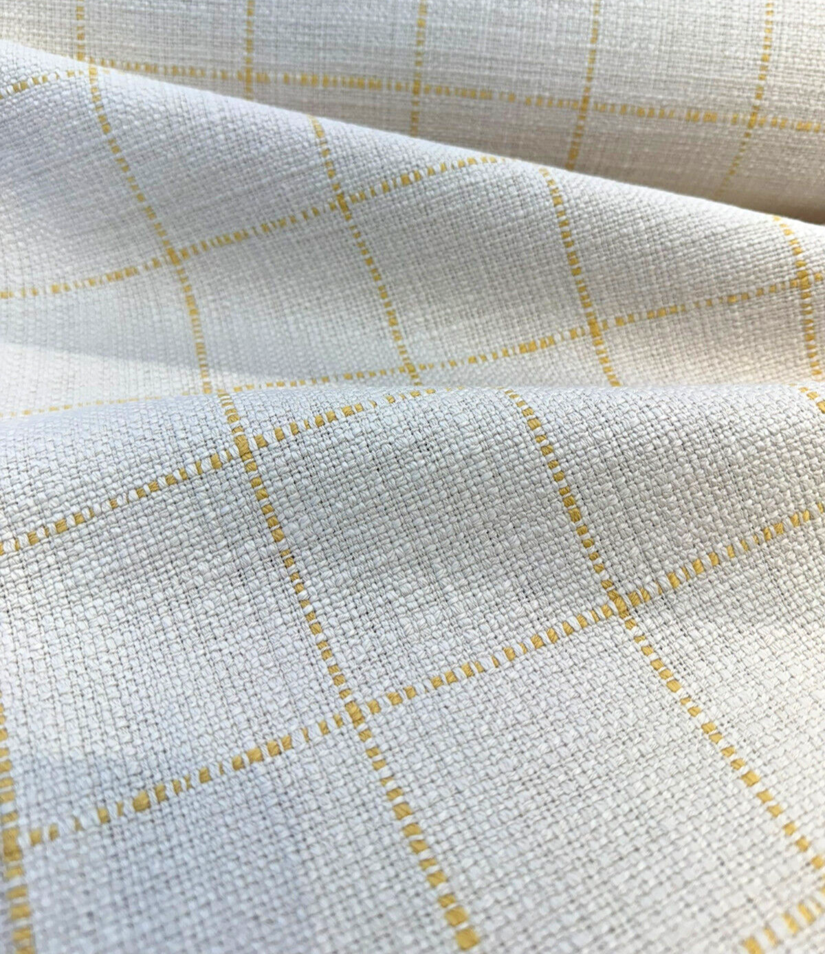 Highlander Window Golden Rod Cotton Upholstery Fabric - Golden Rod Windowpane Plaid, 54" Width (1 Yard)