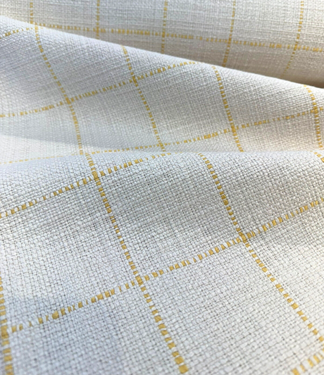 Highlander Window Golden Rod Cotton Upholstery Fabric - Golden Rod Windowpane Plaid, 54" Width (1 Yard)